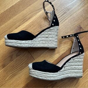 INC International Concepts Black Wedge Espadrilles